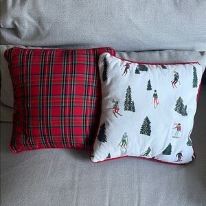 Target Wondershop Reversible Plaid/Skier Throw Pillows